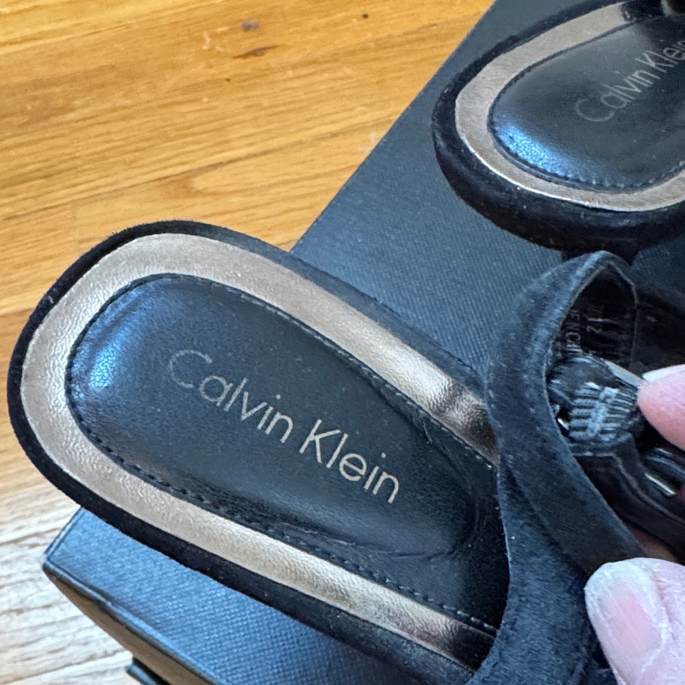 Calvin Klein Black Suede Heels 10 - Picture 2 of 3